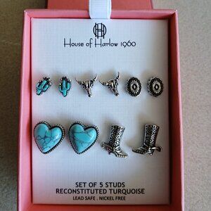 House of Harlow Western Turquoise Stud Earrings